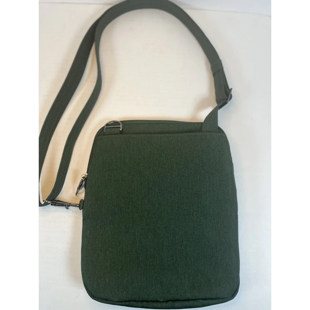 Travelon Anti-Theft Heritage Tour Travel Bag Green Fabric Messenger Crossbody